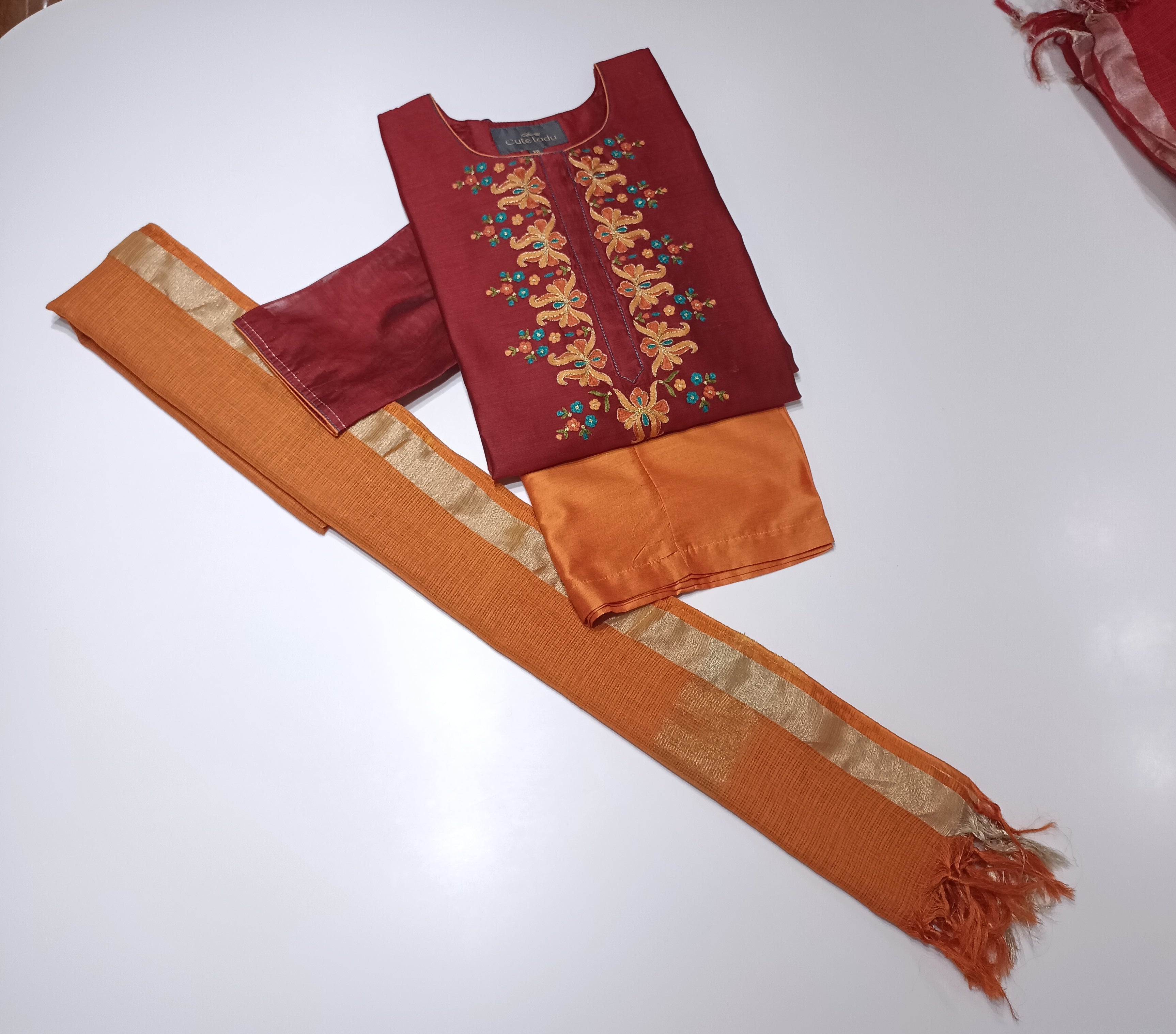 Chanderi  Fine Embroidery D. No. 2840 (25% DISCOUNT)