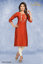 Load image into Gallery viewer, Chanderi Kurties  D.no. 220431 (25% discount)
