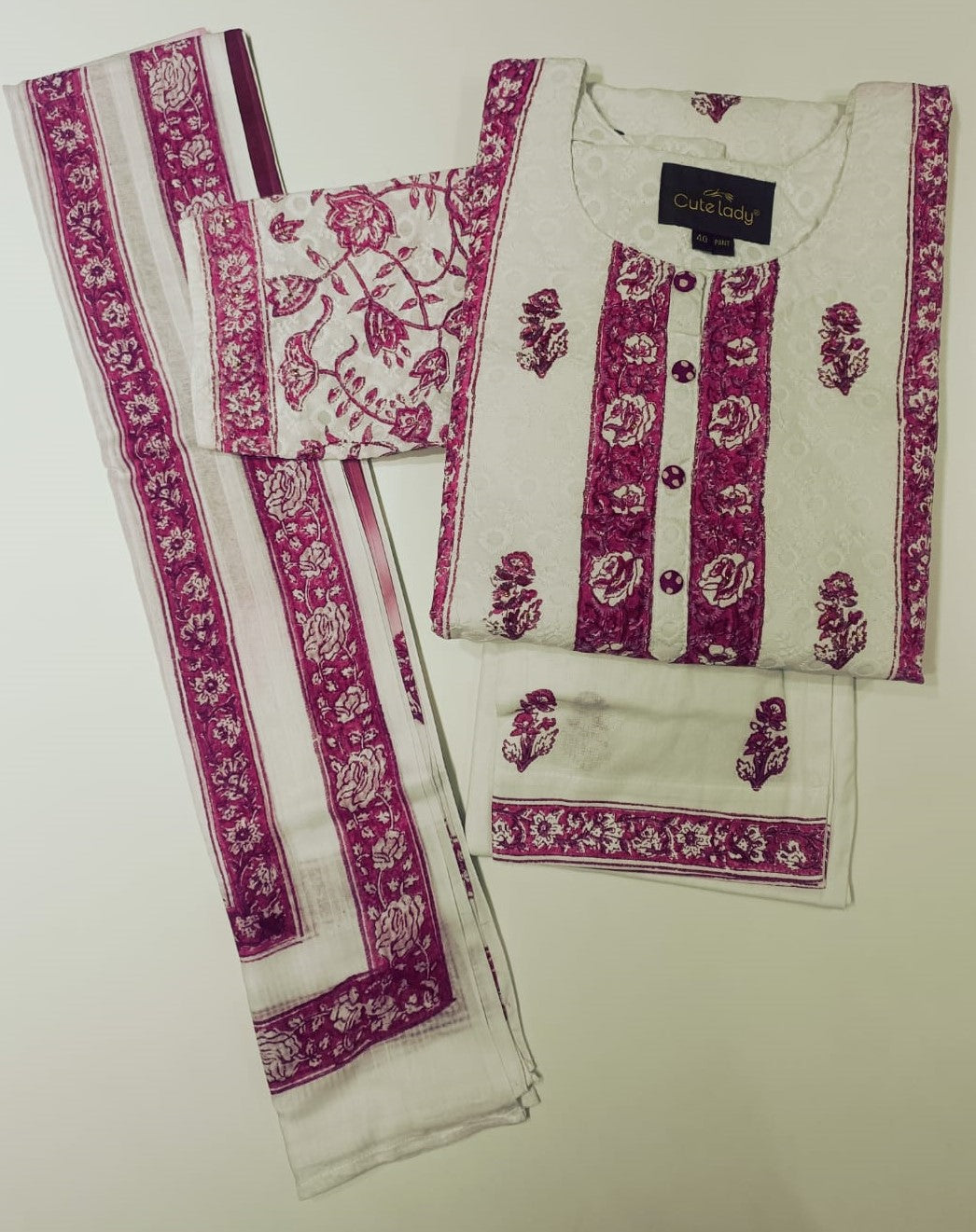 Cotton Printed Fine  Embroidery work  D.no. 5584